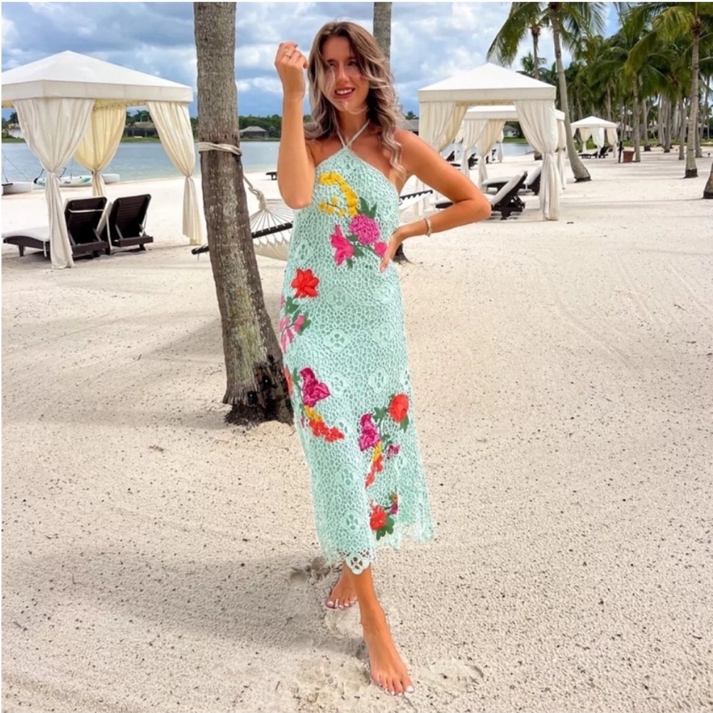 NWT Mestiza New York Maria Crochet Floral Midi Dress